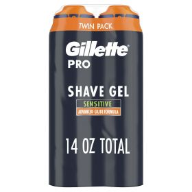 Gillette Pro Shaving Gel for Men, Fragrance Free, Twin Pack, 14 oz
