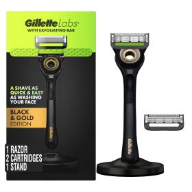 Gillette Labs with Exfoliating Bar Men's Razor Gold Edition;  1 Handle;  2 Blade Refills